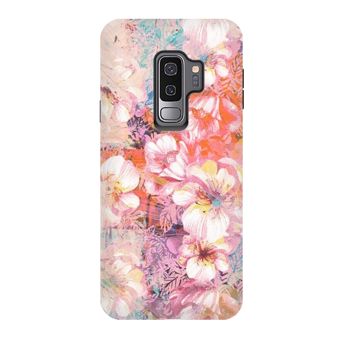 Galaxy S9 plus StrongFit Colorful brushed roses painting by Oana 