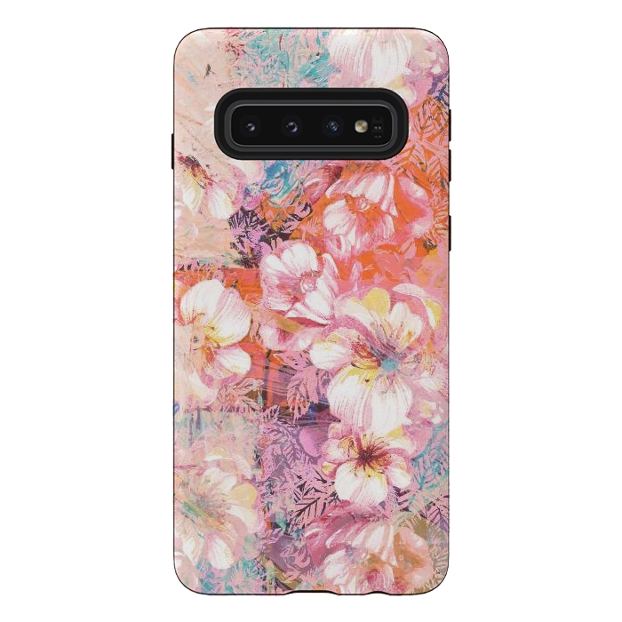 Galaxy S10 StrongFit Colorful brushed roses painting by Oana 
