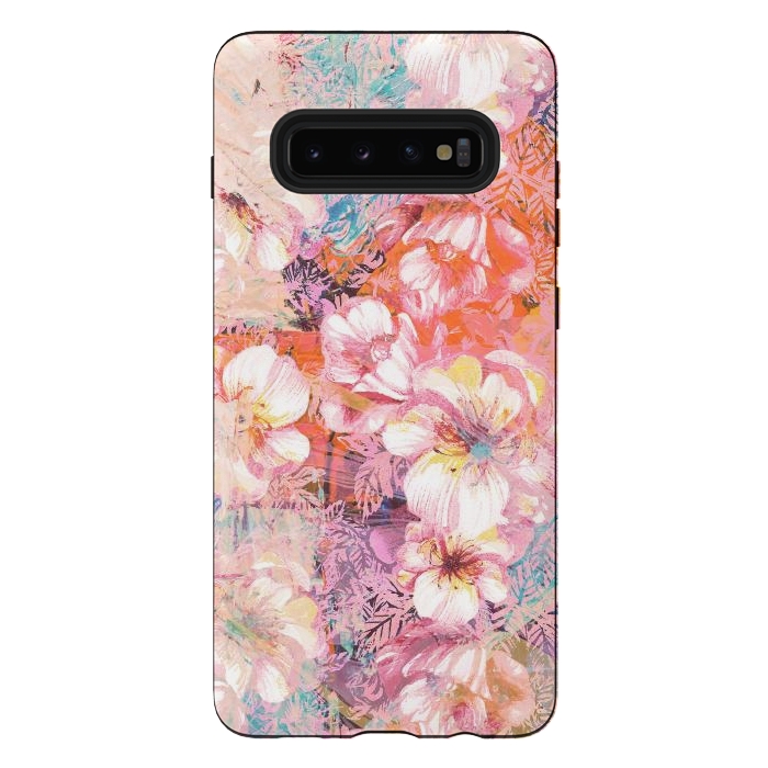 Galaxy S10 plus StrongFit Colorful brushed roses painting by Oana 