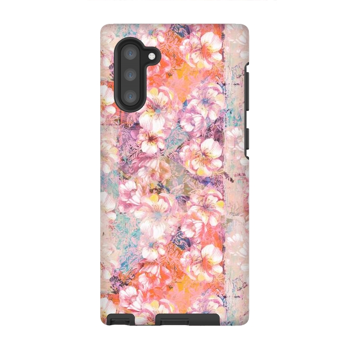 Galaxy Note 10 StrongFit Pink peach painted rose petals by Oana 