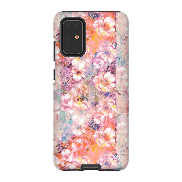 Galaxy S20 Plus StrongFit Pink peach painted rose petals by Oana 