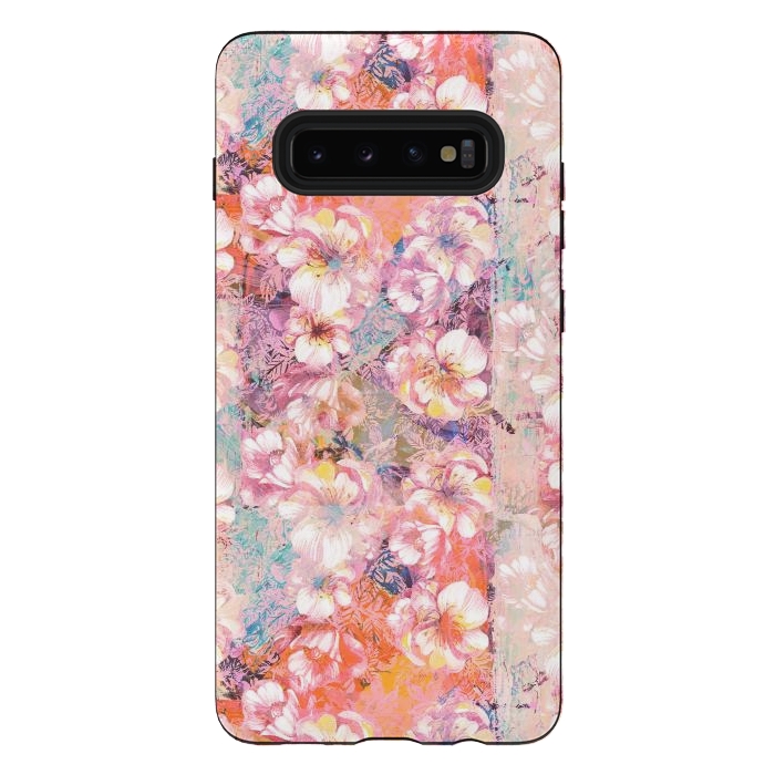 Galaxy S10 plus StrongFit Pink peach painted rose petals by Oana 