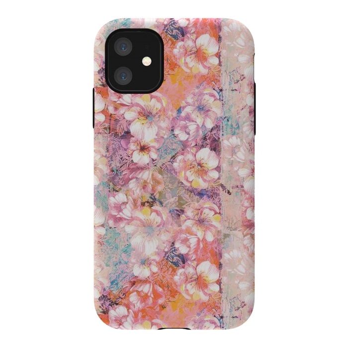 iPhone 11 StrongFit Pink peach painted rose petals by Oana 