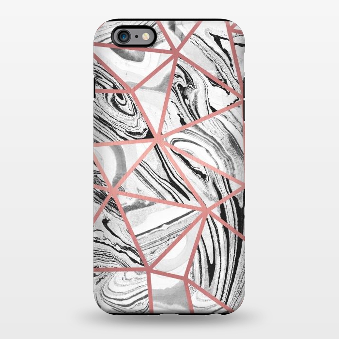 iPhone 6/6s plus StrongFit Triangle geometric painted marble tiles with rose gold by Oana 