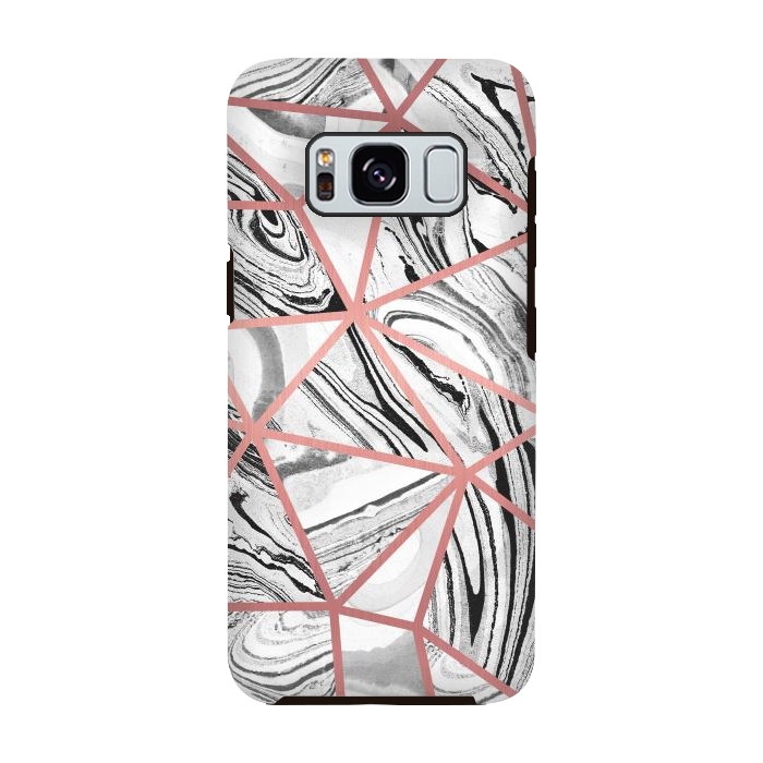 Galaxy S8 StrongFit Triangle geometric painted marble tiles with rose gold by Oana 