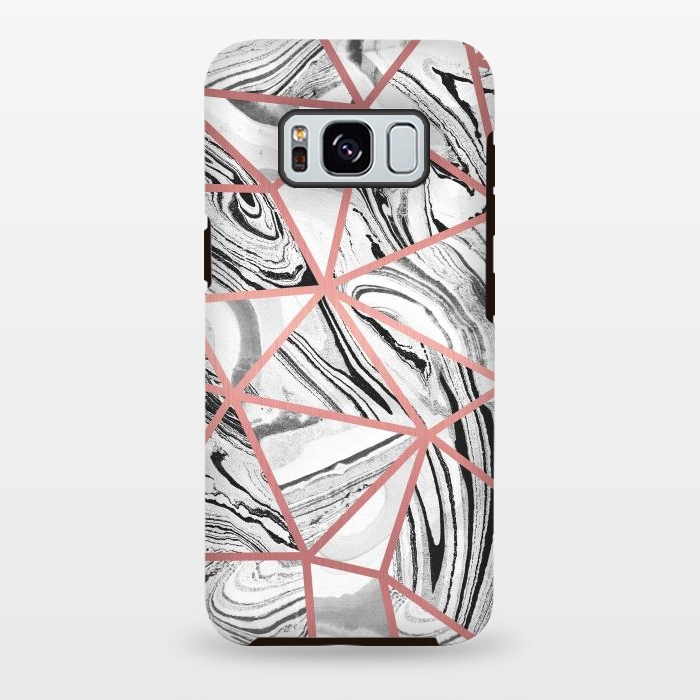 Galaxy S8 plus StrongFit Triangle geometric painted marble tiles with rose gold by Oana 