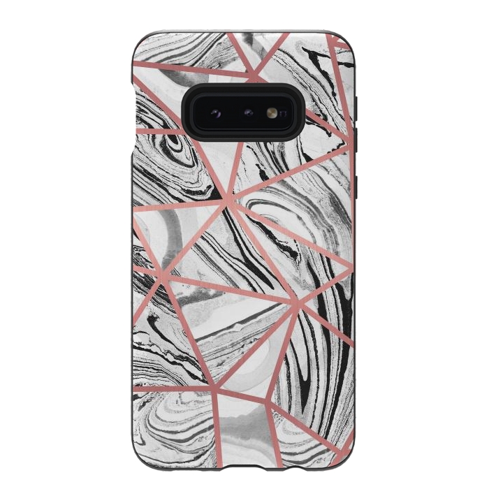 Galaxy S10e StrongFit Triangle geometric painted marble tiles with rose gold by Oana 