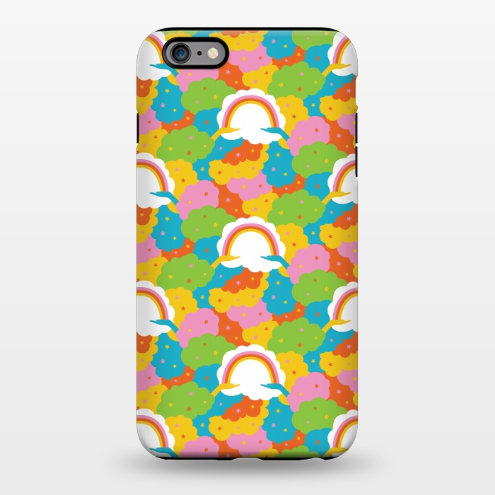 iPhone 6/6s plus StrongFit Rainbows, clouds, hands, We're in This Together repeat pattern in pastels by Portia Monberg