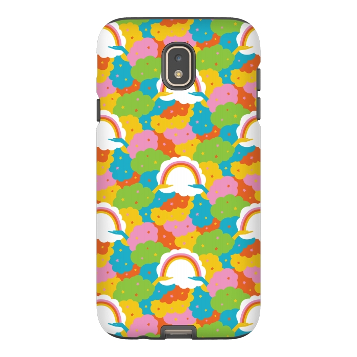 Galaxy J7 StrongFit Rainbows, clouds, hands, We're in This Together repeat pattern in pastels by Portia Monberg