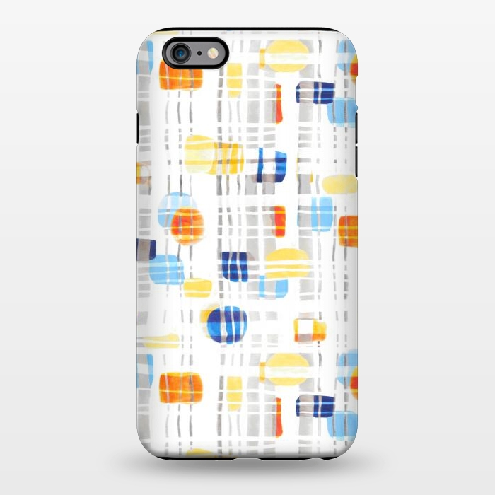 iPhone 6/6s plus StrongFit Blue & Yellow Abstract Gouache Shapes & Gingham by Tigatiga