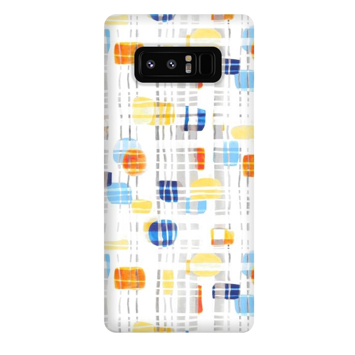 Galaxy Note 8 StrongFit Blue & Yellow Abstract Gouache Shapes & Gingham by Tigatiga