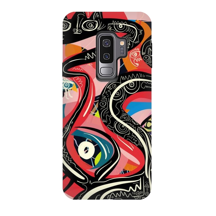 Galaxy S9 plus StrongFit Black Snake Street Art Graffiti by Emmanuel Signorino
