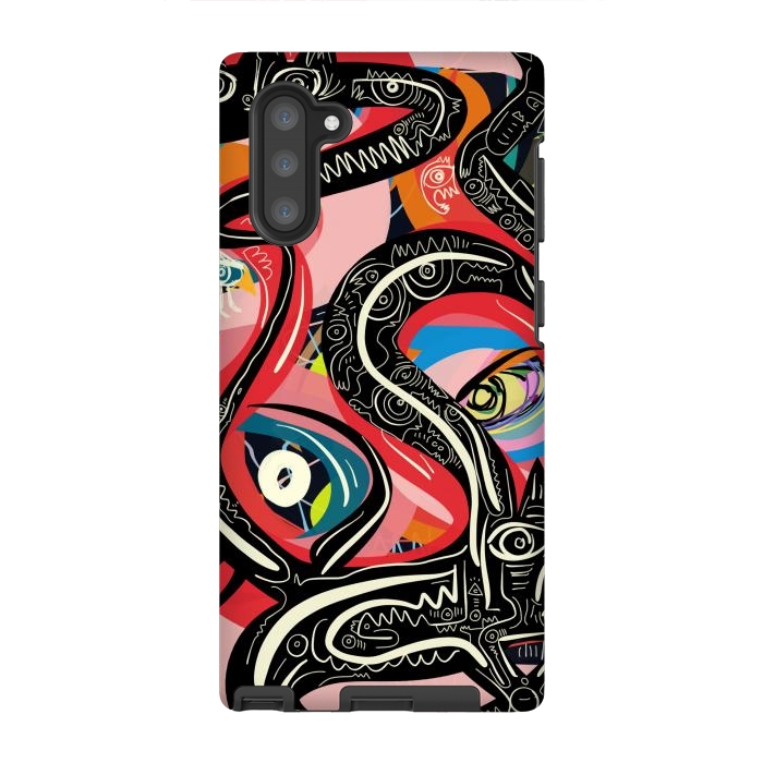 Galaxy Note 10 StrongFit Black Snake Street Art Graffiti by Emmanuel Signorino