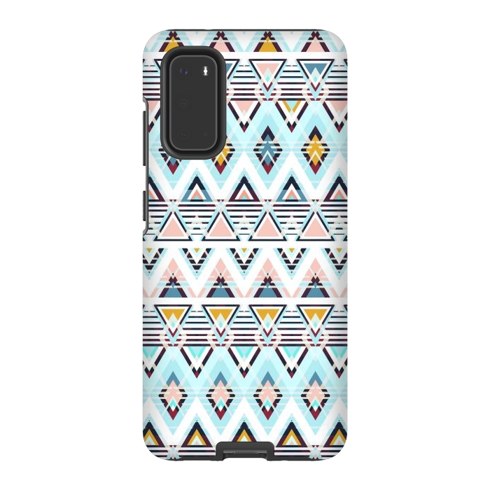 Galaxy S20 StrongFit Colorful ethnic tribal triangles by Oana 