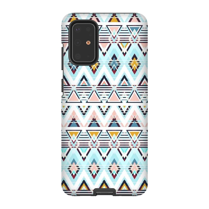 Galaxy S20 Plus StrongFit Colorful ethnic tribal triangles by Oana 