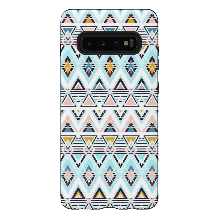 Galaxy S10 plus StrongFit Colorful ethnic tribal triangles by Oana 