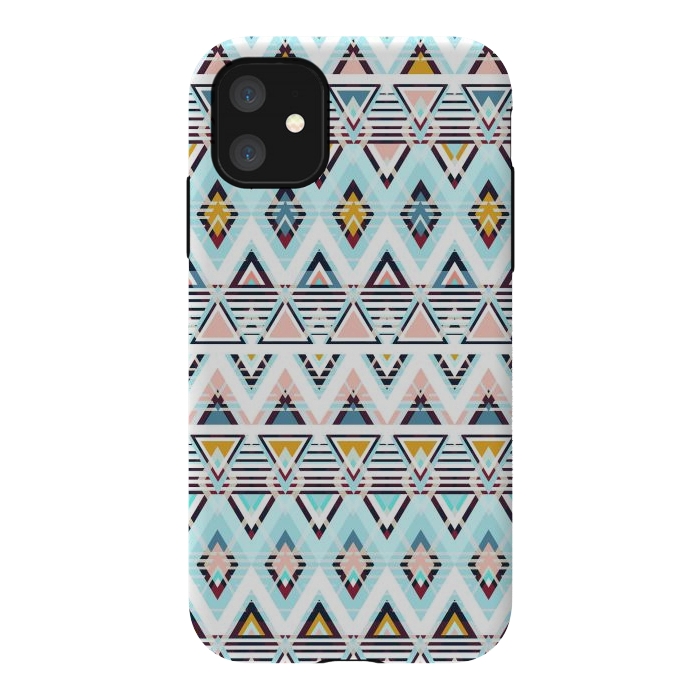iPhone 11 StrongFit Colorful ethnic tribal triangles by Oana 