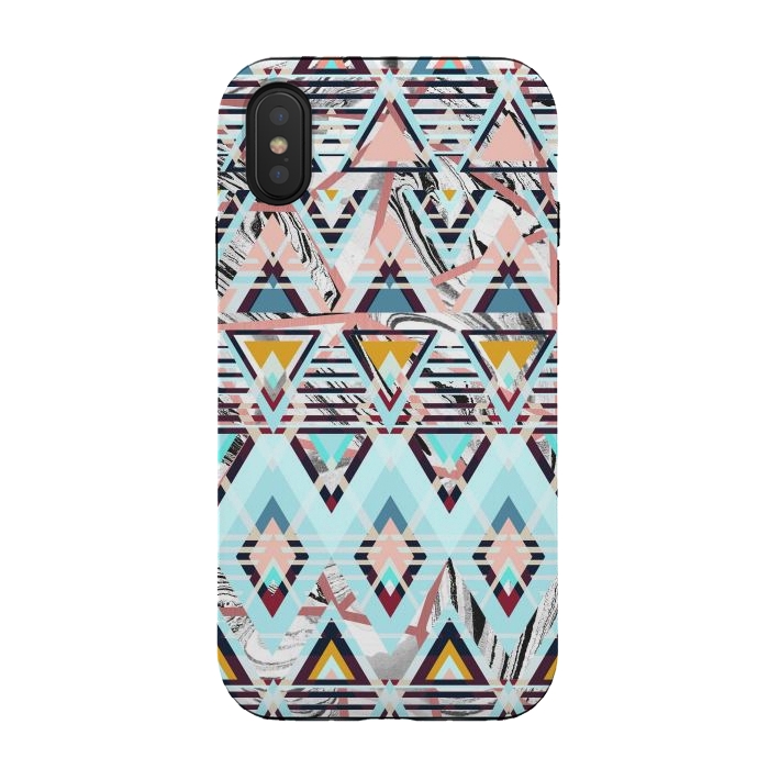 iPhone Xs / X StrongFit Colorful brushed tribal triangles by Oana 