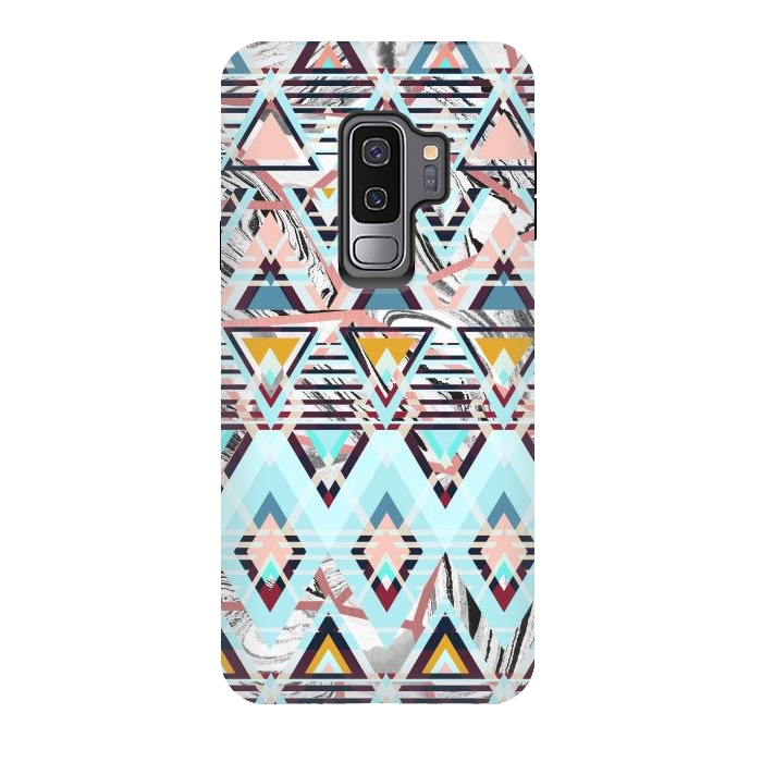 Galaxy S9 plus StrongFit Colorful brushed tribal triangles by Oana 