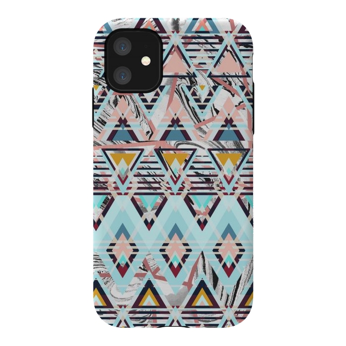 iPhone 11 StrongFit Colorful brushed tribal triangles by Oana 