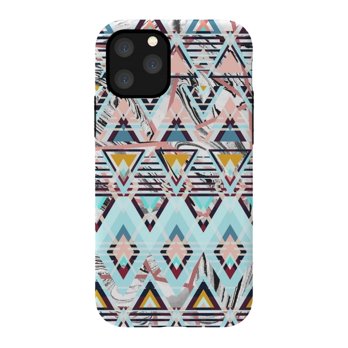iPhone 11 Pro StrongFit Colorful brushed tribal triangles by Oana 
