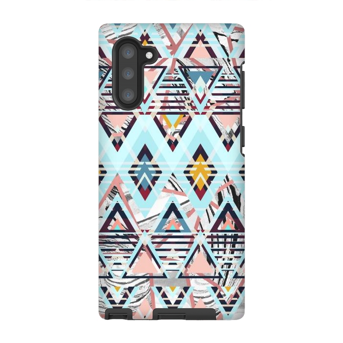 Galaxy Note 10 StrongFit Colorful brushed tribal triangles by Oana 