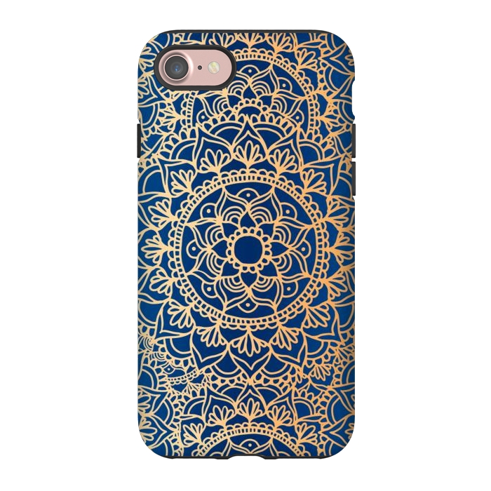 iPhone 7 StrongFit Blue and Yellow Mandala Pattern by Julie Erin Designs
