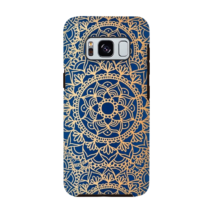 Galaxy S8 StrongFit Blue and Yellow Mandala Pattern by Julie Erin Designs