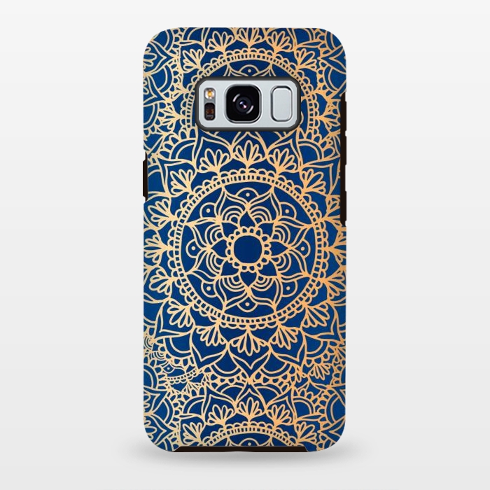 Galaxy S8 plus StrongFit Blue and Yellow Mandala Pattern by Julie Erin Designs