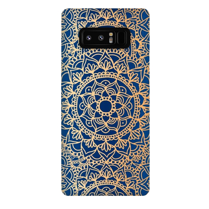 Galaxy Note 8 StrongFit Blue and Yellow Mandala Pattern by Julie Erin Designs