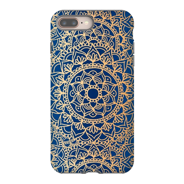 iPhone 8 plus StrongFit Blue and Yellow Mandala Pattern by Julie Erin Designs