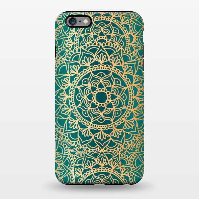 iPhone 6/6s plus StrongFit Teal Green and Yellow Mandala Pattern by Julie Erin Designs