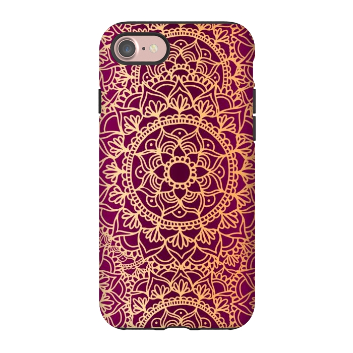 iPhone 7 StrongFit Pink and Yellow Mandala Pattern by Julie Erin Designs