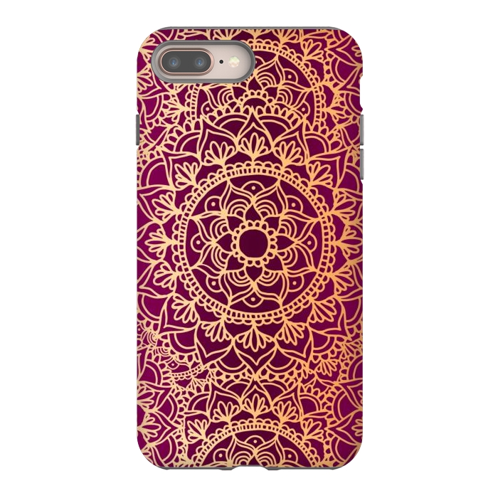 iPhone 7 plus StrongFit Pink and Yellow Mandala Pattern by Julie Erin Designs