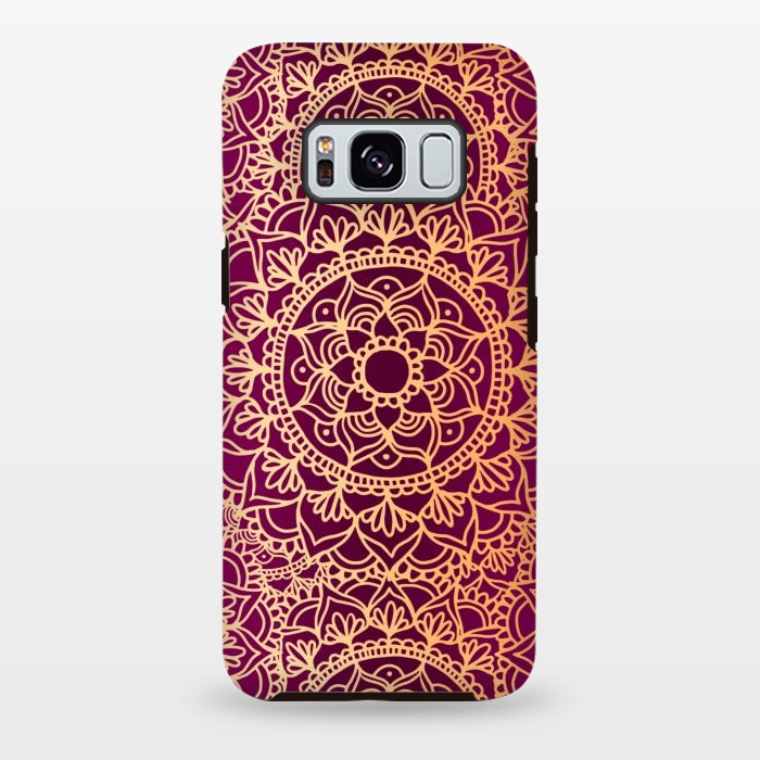 Galaxy S8 plus StrongFit Pink and Yellow Mandala Pattern by Julie Erin Designs