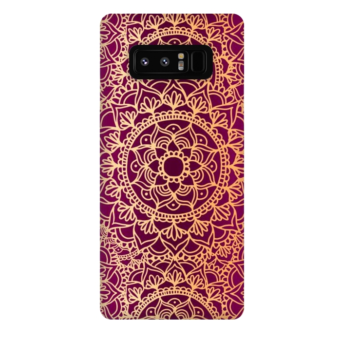 Galaxy Note 8 StrongFit Pink and Yellow Mandala Pattern by Julie Erin Designs