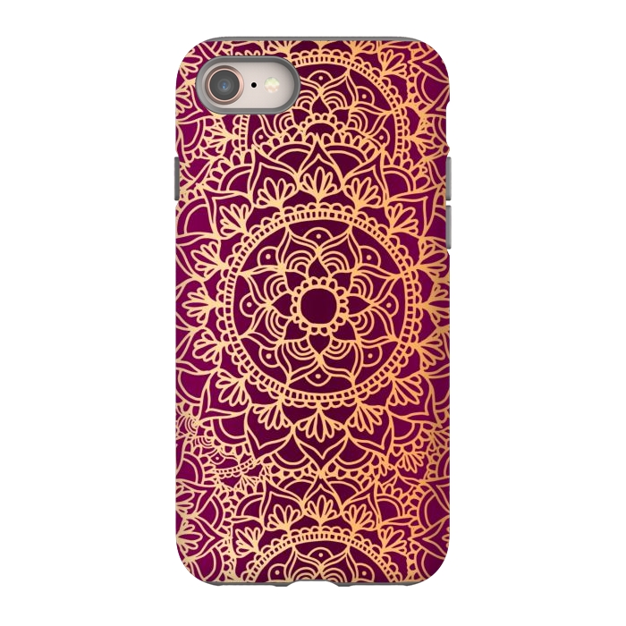 iPhone 8 StrongFit Pink and Yellow Mandala Pattern by Julie Erin Designs