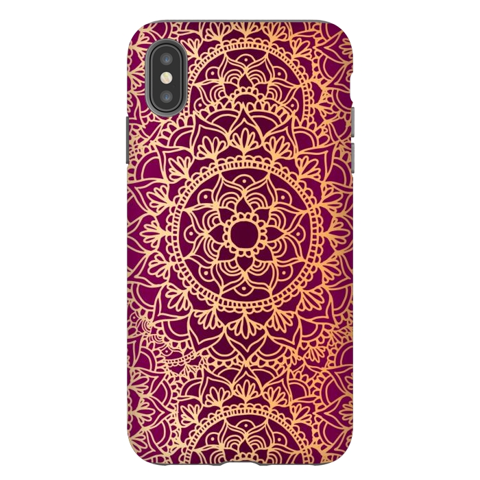 iPhone Xs Max StrongFit Pink and Yellow Mandala Pattern by Julie Erin Designs