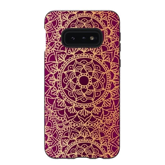 Galaxy S10e StrongFit Pink and Yellow Mandala Pattern by Julie Erin Designs