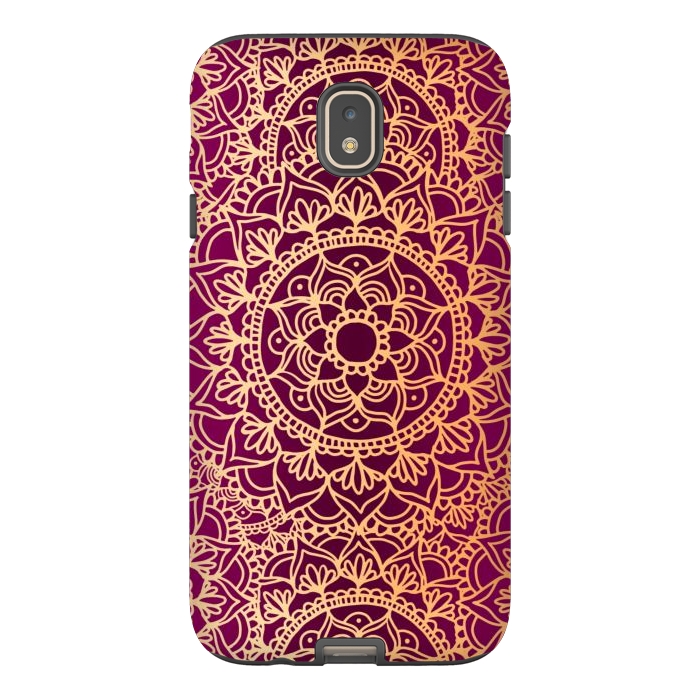 Galaxy J7 StrongFit Pink and Yellow Mandala Pattern by Julie Erin Designs