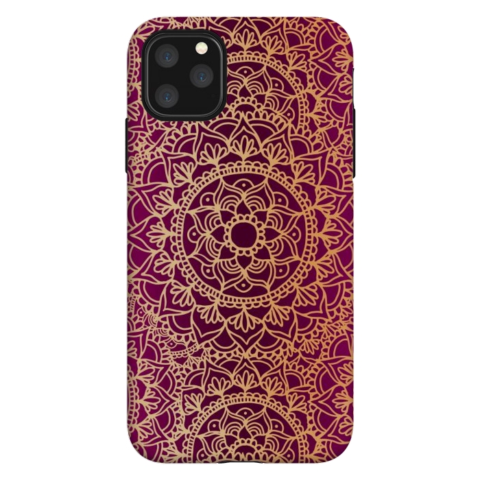 iPhone 11 Pro Max StrongFit Pink and Yellow Mandala Pattern by Julie Erin Designs