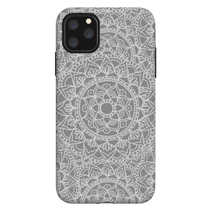 iPhone 11 Pro Max StrongFit White and Gray Mandala Pattern by Julie Erin Designs