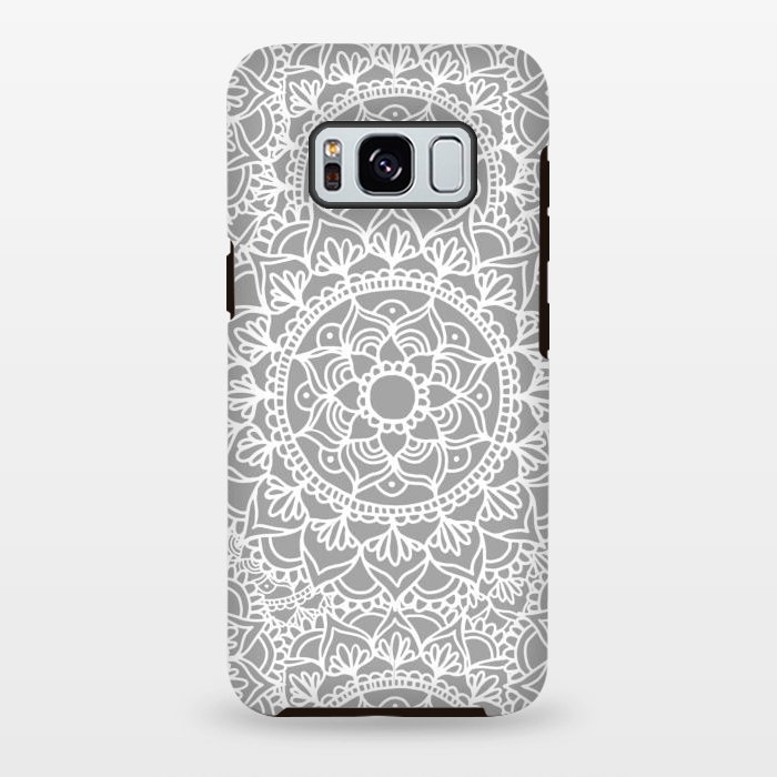 Galaxy S8 plus StrongFit White and Gray Mandala Pattern by Julie Erin Designs