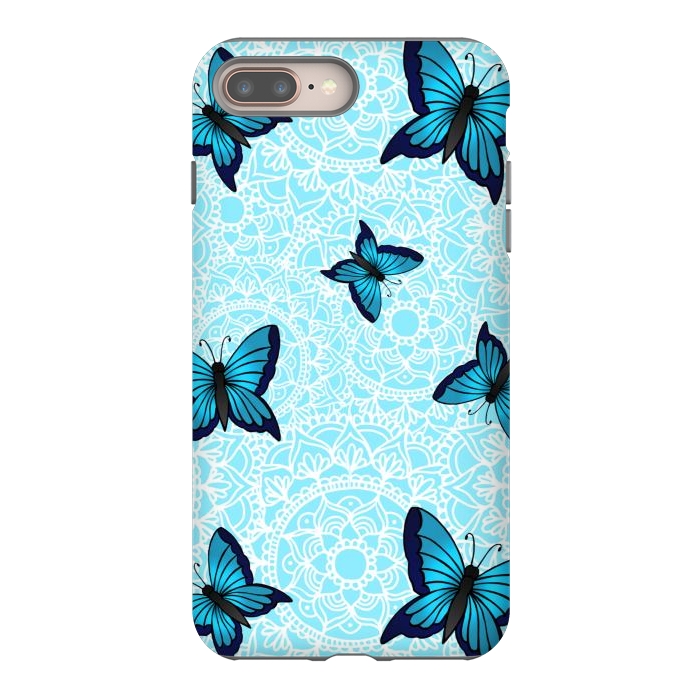 iPhone 7 plus StrongFit Blue Butterfly Mandala Pattern by Julie Erin Designs