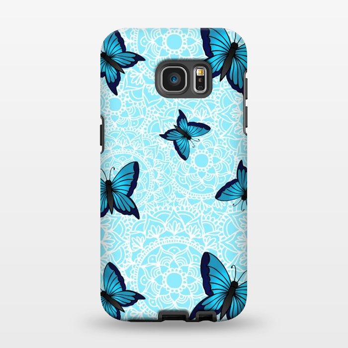 Galaxy S7 EDGE StrongFit Blue Butterfly Mandala Pattern by Julie Erin Designs
