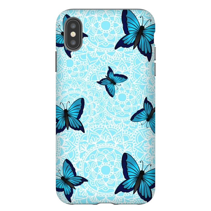 iPhone Xs Max StrongFit Blue Butterfly Mandala Pattern by Julie Erin Designs