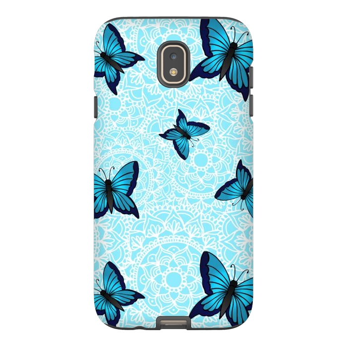 Galaxy J7 StrongFit Blue Butterfly Mandala Pattern by Julie Erin Designs