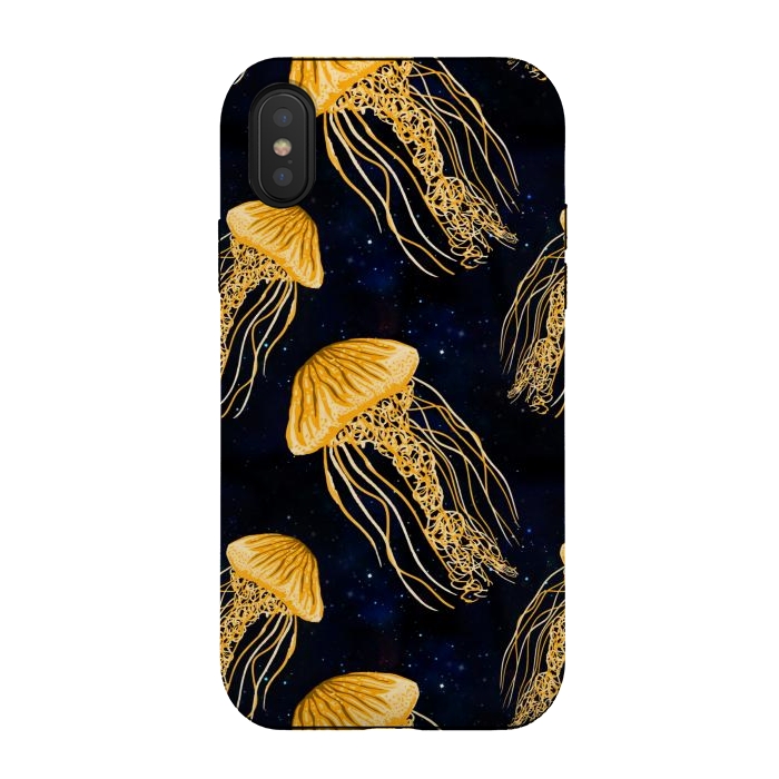 iPhone Xs / X StrongFit Galaxy Jellyfish Pattern by Julie Erin Designs