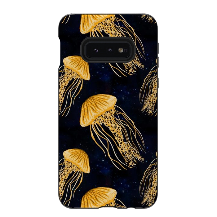 Galaxy S10e StrongFit Galaxy Jellyfish Pattern by Julie Erin Designs