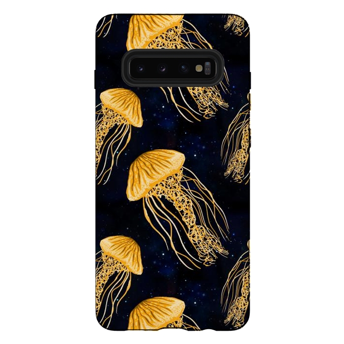 Galaxy S10 plus StrongFit Galaxy Jellyfish Pattern by Julie Erin Designs